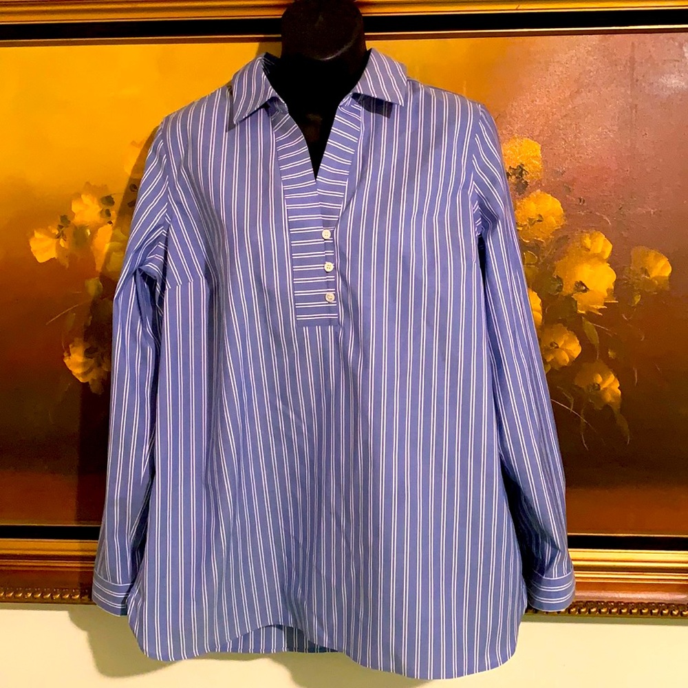 Talbots petites wrinkle resistant 3 front button down long sleeve top